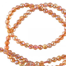 Faceted glass beads 2mm round Flame orange ab coating